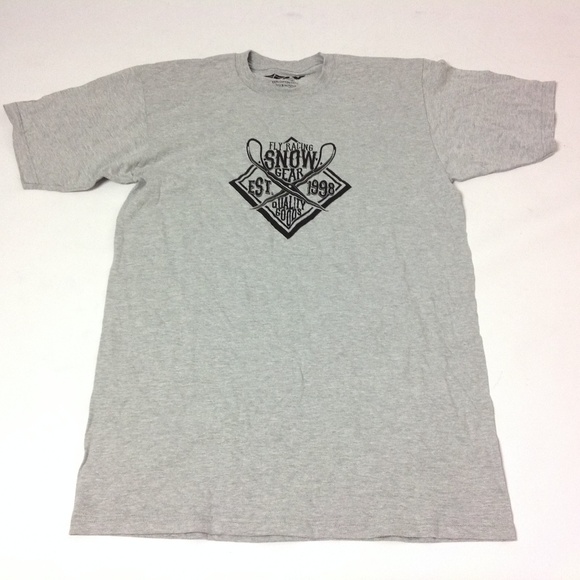 Fly Racing Men's Graphic Tee 100% Cotton Gray Sz L - Picture 1 of 5